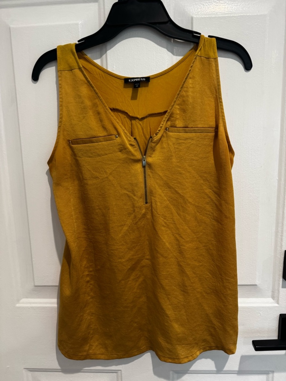 Express Mustard Sleeveless Tank with Front Zip